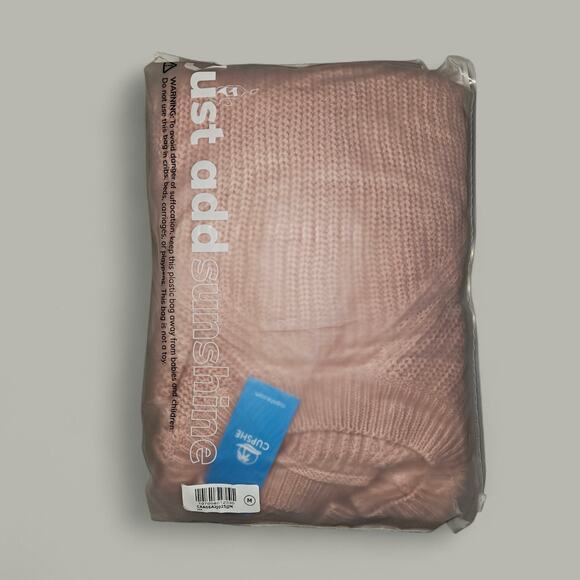 CUPSHE Blush Pink Cutout Pointelle Knit Sweater NEW Sz - M - Picture 5 of 6